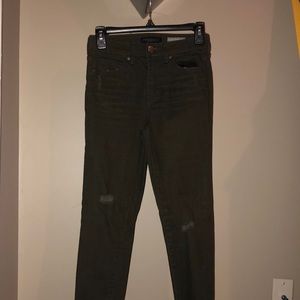 High waisted olive green distressed jeggings